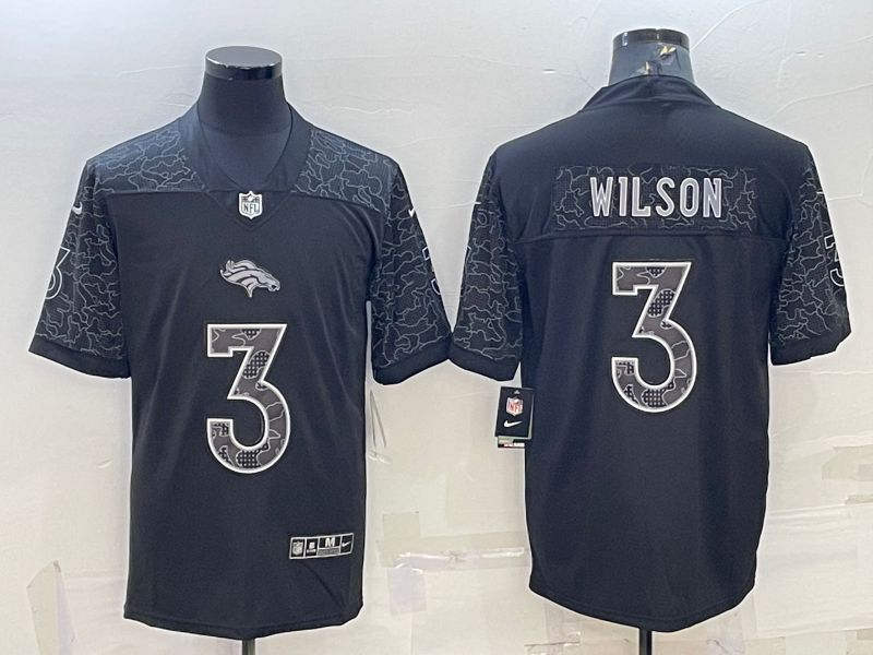 Men Denver Broncos #3 Wilson Black Reflector 2022 Nike Limited NFL Jersey